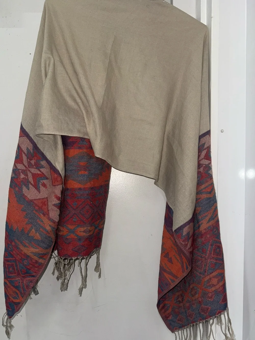 Charlotte russe Fringe Scarf in Cream and Rust